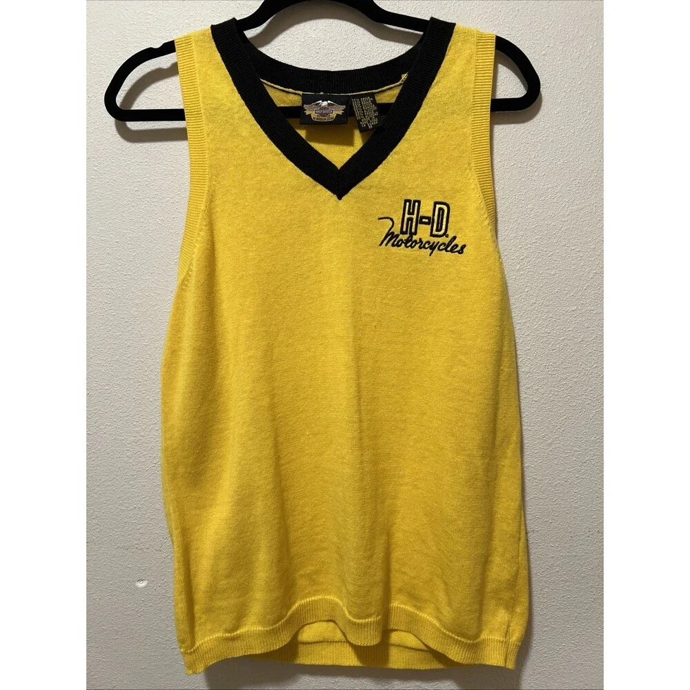 Harley Davidson Women’s Pullover Vest Preppy Yellow - Picture 2 of 4